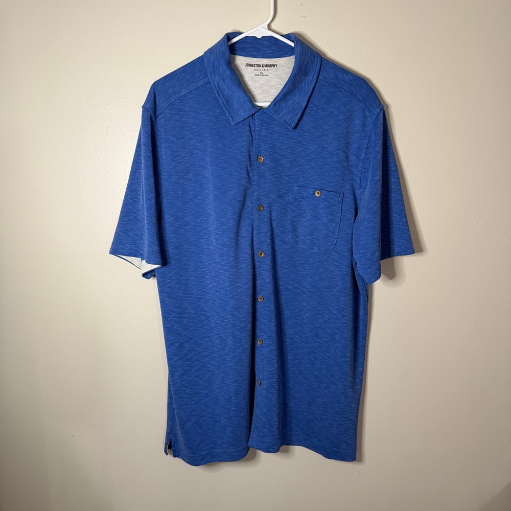 johnston and murphy royal blue soft casual button down shirt XL Mens Lightweight